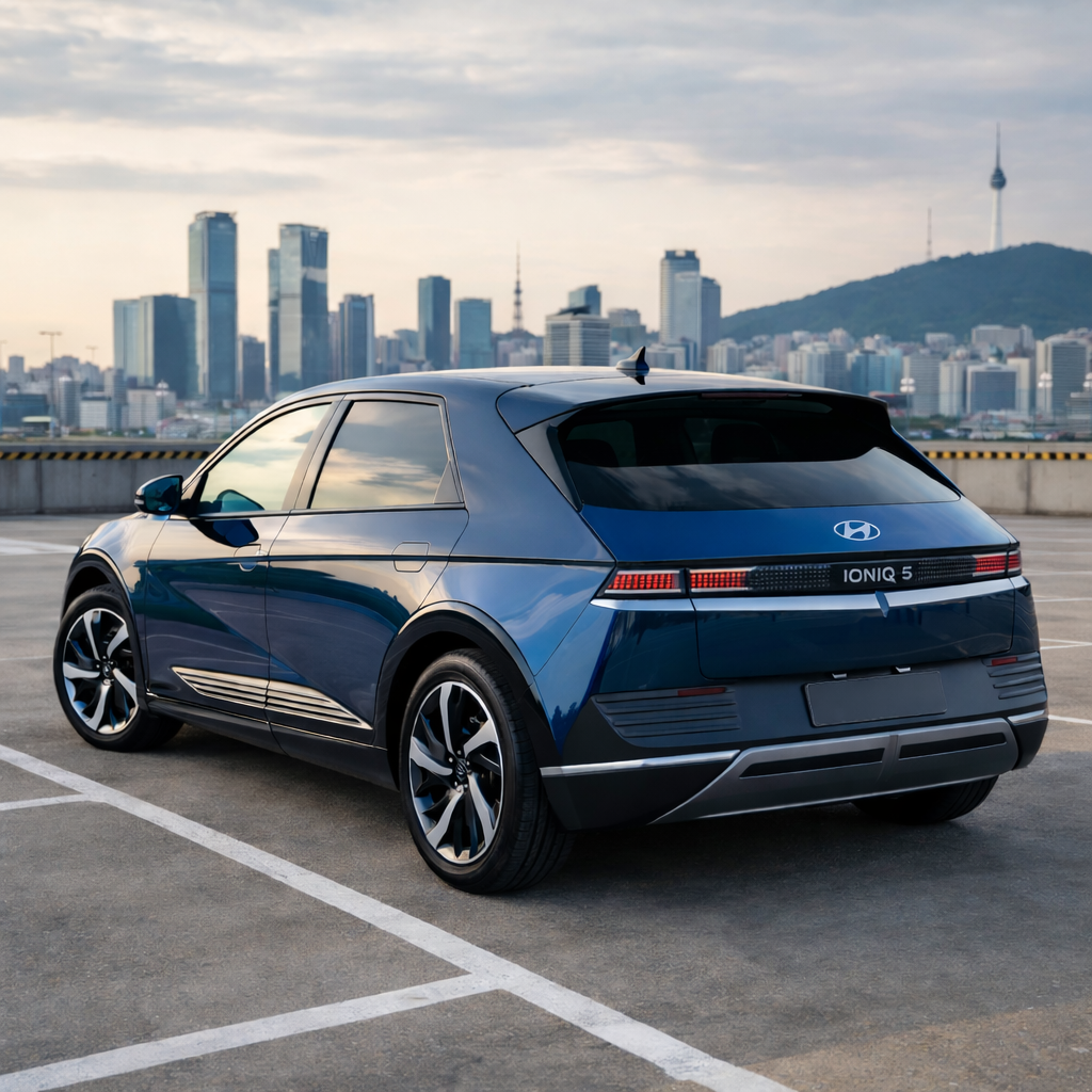 hyundai ioniq 5 sur le toit d'un parking